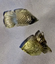 Two Small Yellow Quartz FISH CARVINGS