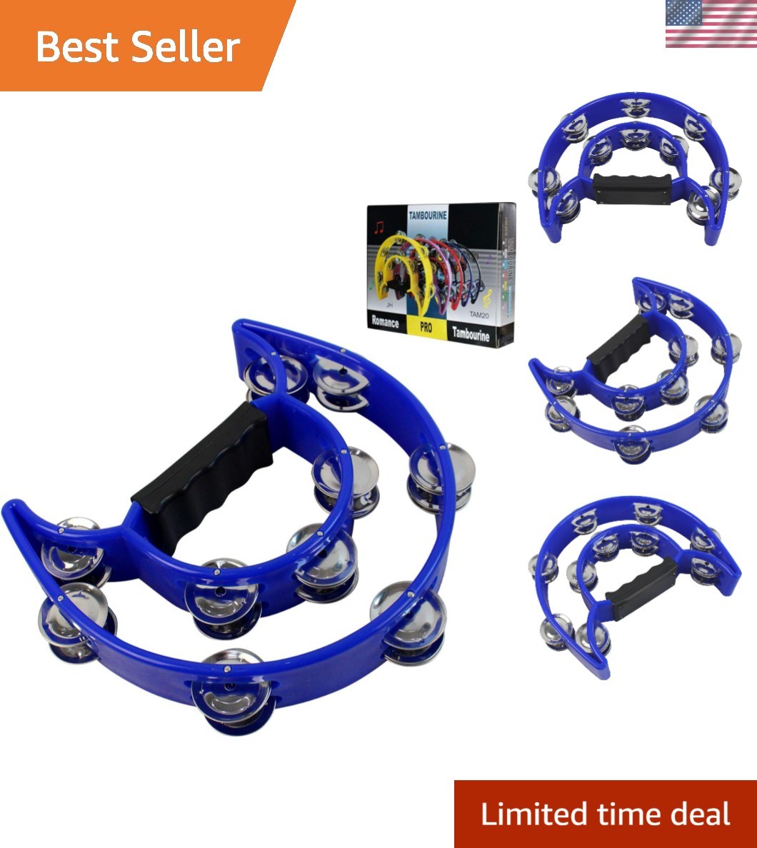 Bright Sound Blue Tambourine with 20 Jingles - Ideal for Musicians & Kids