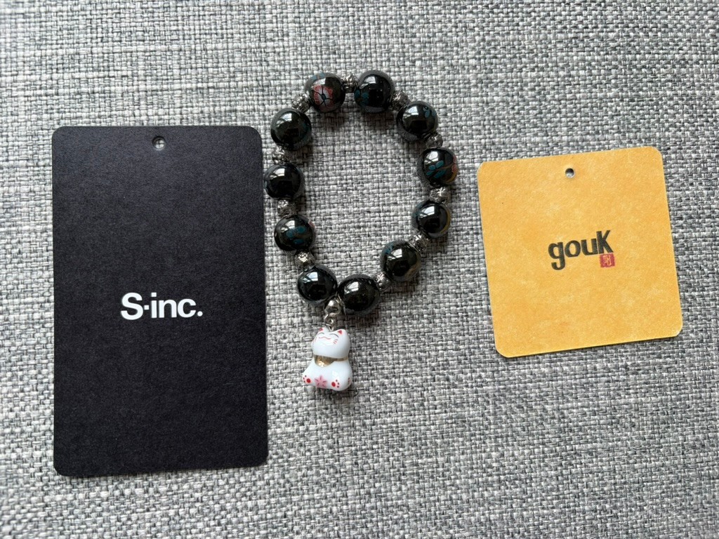 H.NAOTO GOUK Y2K ARCHIVE MALL BEAD BRACELET FORTUNE CAT FLOWERS JAPAN RARE