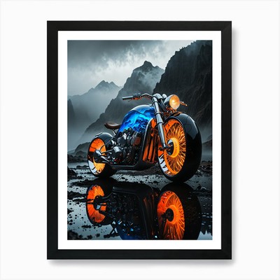 Motorrad HD Tapete Kunstdruck gerahmt Wandbild Poster Leinwanddruck Bild