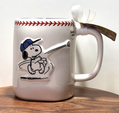 Rae Dunn X Peanuts Snoopy PLAY BALL Double Sided 21 Fl Oz Ceramic Mug Gift