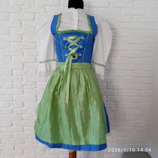 Outfit Dirndl Oktoberfest Blue Dress Size EU 34 and white blouse