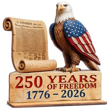 250 Anniversary Eagle Table Sign, USA 250th Anniversary Decorations, Wooden A...
