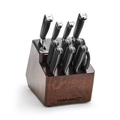 CALPHALON PREMIER SHARPIN KNIFE SET WITH SHARPENING KNIFE BLOCK 12PC - BLACK