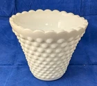 One Vintage Hobnail White Milk Glass Planter
