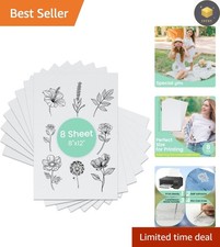 Printable Water Soluble Embroidery Transfer Paper - 8 Sticky Sheets Included