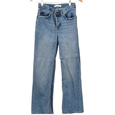 Women's OAK  FORT Asymmetrical Straight-Leg High Rise Denim Jeans - 26