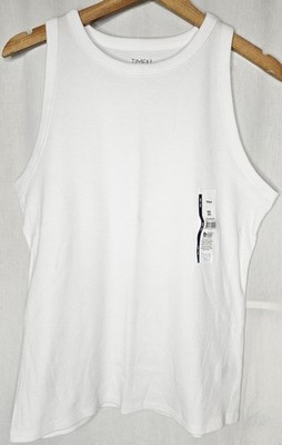 Time and Tru Plus Size White Fitted High Neck Rib Tank Top Choose 2XL or 3XL