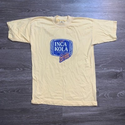 Vintage Yellow Inca Cola Peru Peruvian Soda Promo T-Shirt Sz. S