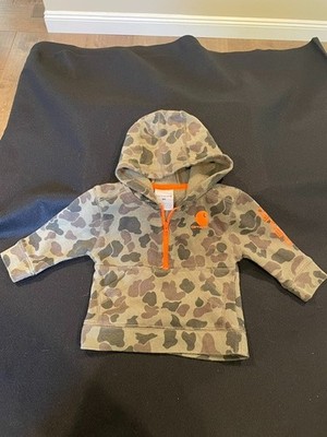 Carhart Camoflage Hooded Sweatshirt Sz 9 months Logo and running down sleeve !!