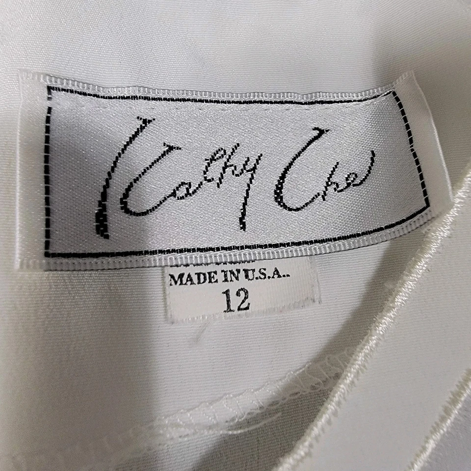 Blusa para mujer Kathy Che blanca hecha en EE. UU. Pullover imitación perlas adornos 12 Foto 2 de 4