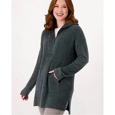 Barefoot Dreams CozyChic Lite High Rib Half Zip Pullover Small