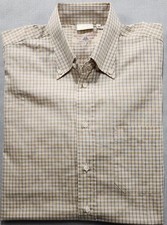 Luciano Barbera Check Button Down Men's Long Sleeve Dress Shirt Sz M, Italy Made