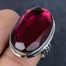 Natural Amethyst Gemstone Handmade 925 Sterling Silver Jewelry Ring Size 8 B334