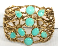 Vintage Barse Blue Turquoise Cuff Bracelet 7"