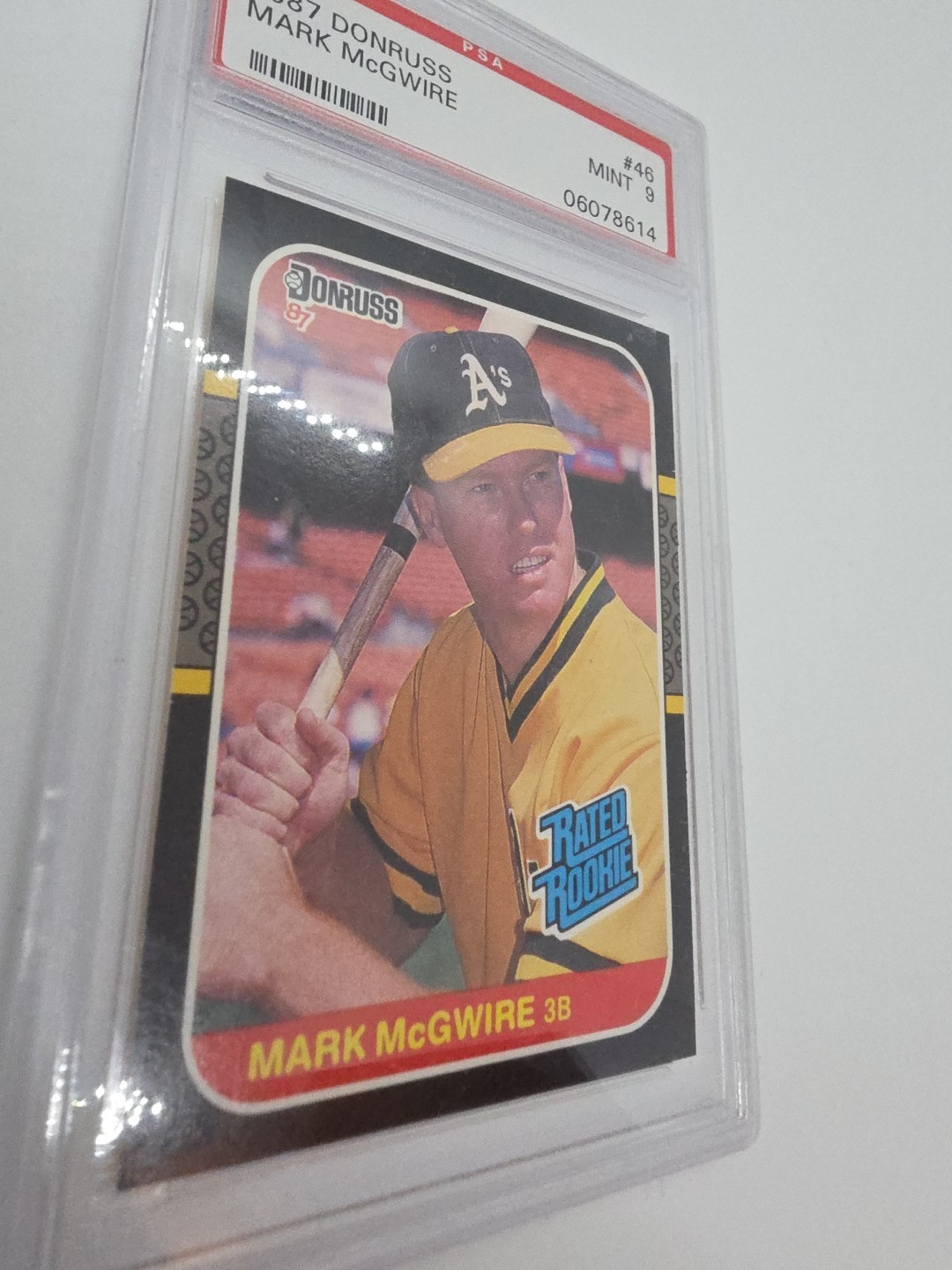 1987 DONRUSS #46 MARK MCGWIRE ROOKIE RC PSA 9 Baseball Card Oakland Athletics  view 3