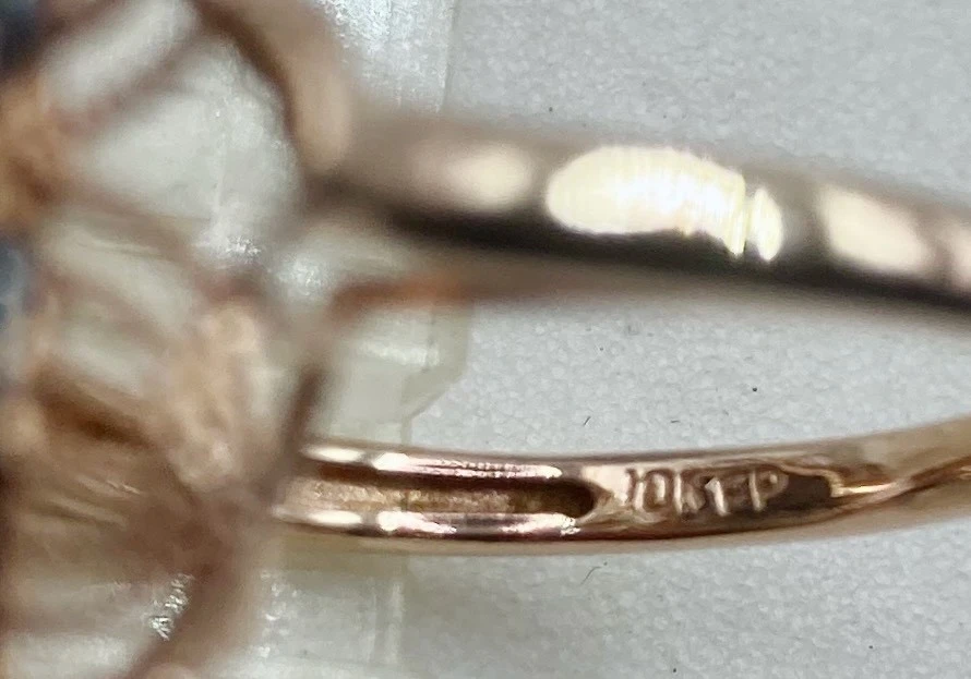 Designer 10K Rose Gold Smoky Topaz & Chocolate Diamond Size 7 Ring 4.49 Grams - Image 3 of 4