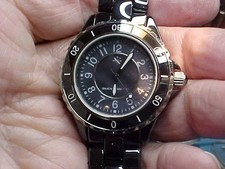 NICE USED LADIES ISAACMIZRANI QUARTZ WATCH CERAMIC CASE AND BAND BLACK