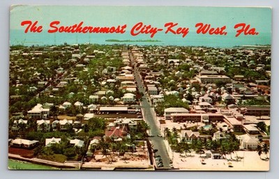 The Southern Most City Key West Florida Aeriak View Vtg Circa 1962  Postcard