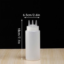 450/650/800ml Plastic Clear Squeeze Squeezy Sauce Bottle Dispenser Bottles 3Hole
