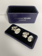 Designer Murray Ward Sterling Silver Gun Dog  & Oval Cufflinks New