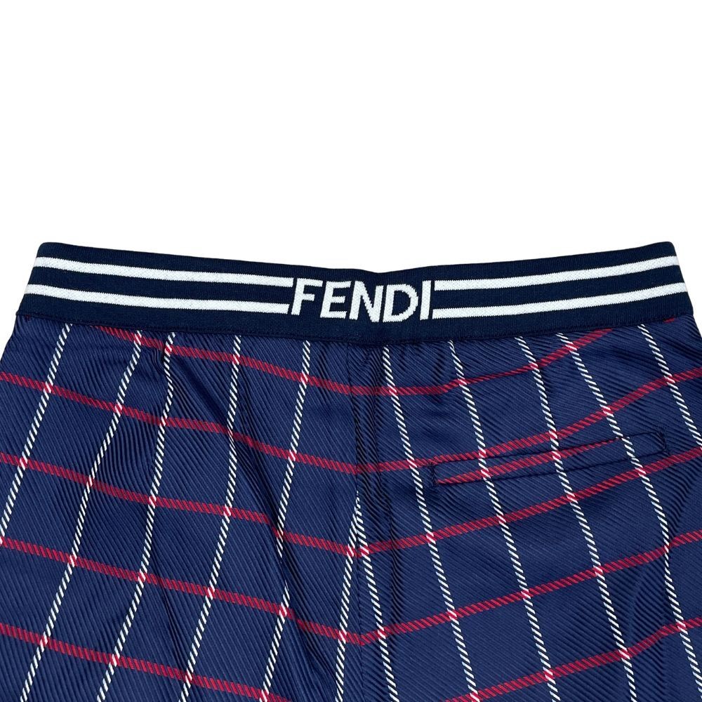 Fendi Kids Navy Check Logo Recycled Fiber Shorts Size 10A (140cm) New thumbnail 6