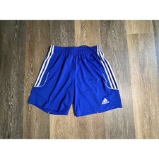 Adidas Soccer Shorts Kids L Blue Climalite 3-Stripe Athletic Drawstring