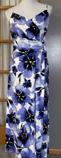 Wisp Floral Maxi Slip Dress Women’s 8P Purple Navy Side Knot V Neck Boho Cottage
