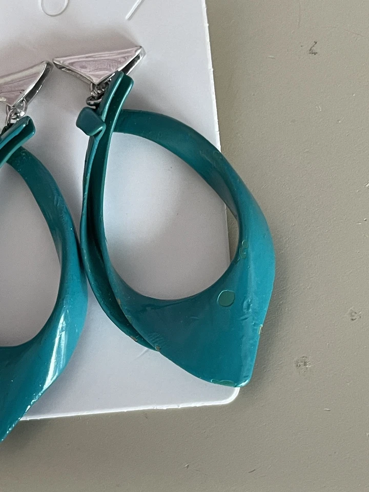 Eddie Borgo Blue Kerchief Drop Earrings Teal Designer Post back $325 Retail - Image 3 of 4