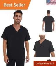 Scrub Top for Men - Stretch V-Neck Scrubs with 3 Pockets, Anti-Wrinkle Scrubs...