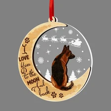 German Shepherd Dog Ornaments Christmas Tree, GSD 2 Moon 