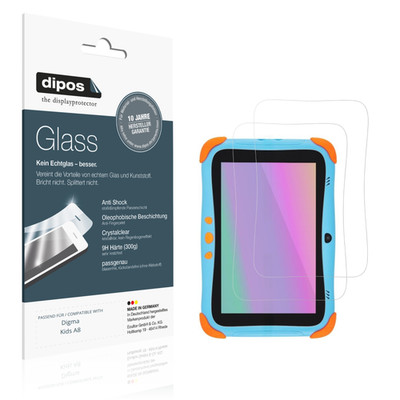 2x Schutzfolie für Digma Kids A8 - Anti-Shock 9H Folie dipos Glass