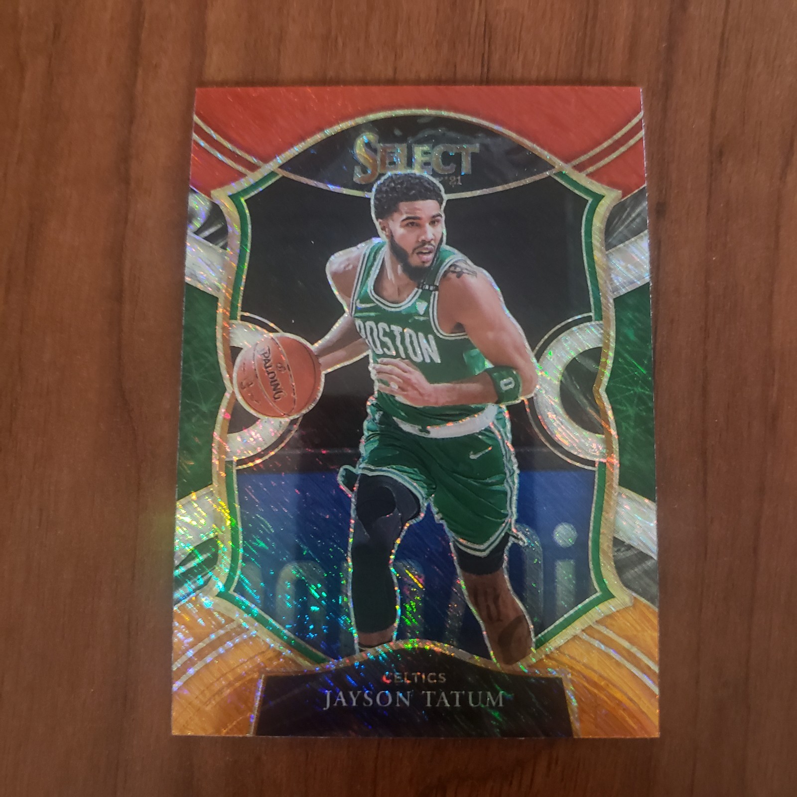 2020-21 Panini Select Jayson Tatum Concourse Red White Orange Shimmer Prizm Card