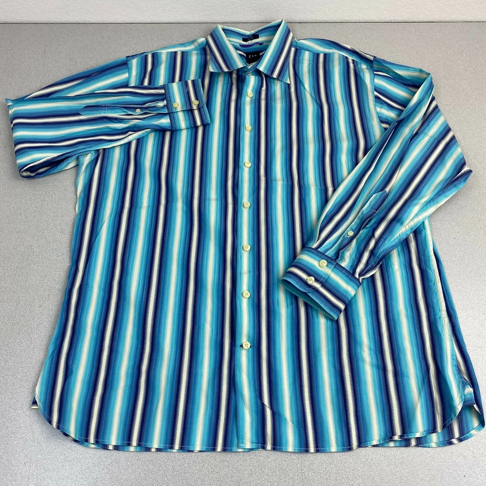 Gap Dress Shirt Mens 18/2XL Blue Purple Long Sleeve Fitted Striped Career Shirt - Image 4 of 4