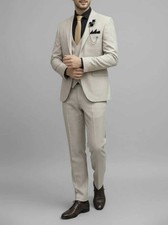 Men Suit Single Breasted Jacket Peak Lapel Formal Business Wedding Party