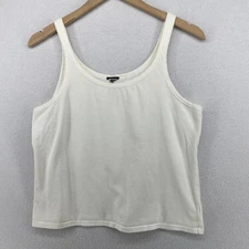 EILEEN FISHER Tank Top L Stretch Cotton Jersey Cami Scoop Neck Shell White