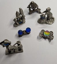 Vintage Zinn Miniatur Lot x6 W.A.P.WE xquisite Farbe Swarovski Kristall Figur