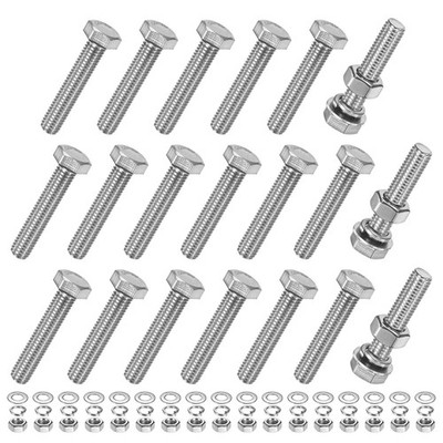 Hex Head Screws with Nuts and Washers M8x40mm, 20pcs General Purpose