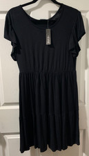 NEW TAGS  Brit & Bri Black Rayon Short Flutter Sleeve Dress Women's XL