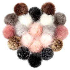 20 Pcs Faux Fur Pom Poms for Hats - 4.5 Inch Fluffy DIY Knitting Hat Pompoms ...