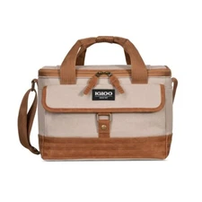 Igloo Legacy Canvas Lunch Cooler Bag Khaki Tan 12 Can Insulated Work Picnic Box