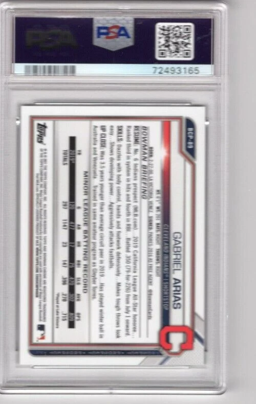 2021 Bowman 1st Sapphire Gabriel Arias GREEN REFRACTOR /125 PSA 9 - Image 2 of 2