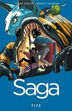 Saga Volume 5 by Vaughan  New 9781632154385 Fast Free Shipping..