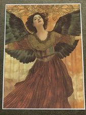 Art Nouveau Angel Print - Elegant Vintage Style Illustration Poster 18x24in