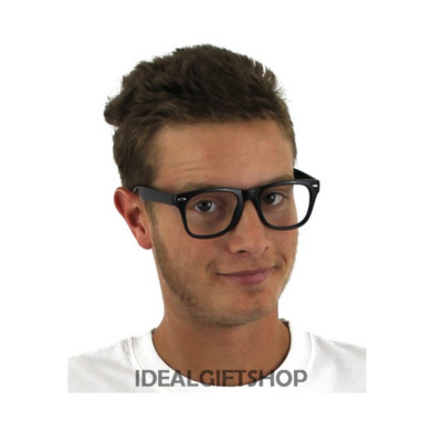 GEEK GLASSES FANCY DRESS BLACK FRAME SCHOOL NERD