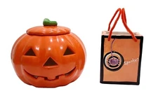 Halloween Spooky Pumpkin Candle Holder Spider Trick or Treat Bag Tabletop Decor