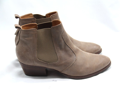 Aquatalia Vero Cuoio Ankle Boots Womens 9.5 Chelsea Italy Leather Taupe Brown