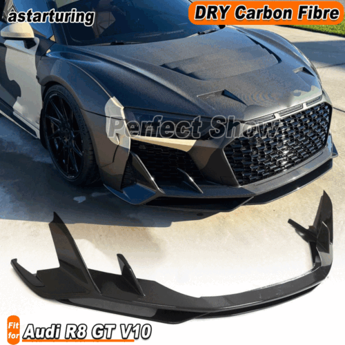 Fit for Audi R8 GT V10 2022UP Dry Carbon Fiber Front Bumper Lip Spoiler Splitter - Foto 1 di 12