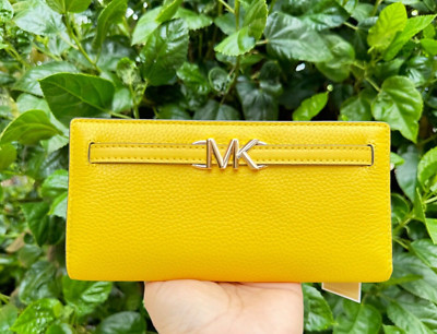 MICHAEL KORS JET SET REED LARGE FLAP BIFOLD SNAP LEATHER WALLET