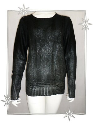 Pull Fantaisie Noir Peinture Argentée Sweewë Taille M - Occasion Très Bon état